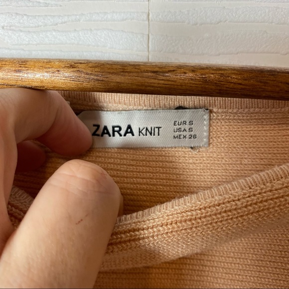 ZARA Cropped knit pale pink sweater size small - Picture 5 of 9
